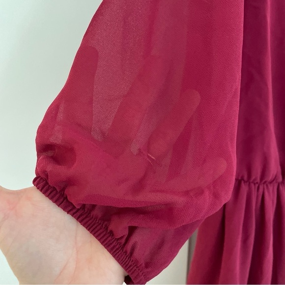 By & By Cranberry Draped and Cinched Mini Dress Size L - Picture 6 of 11